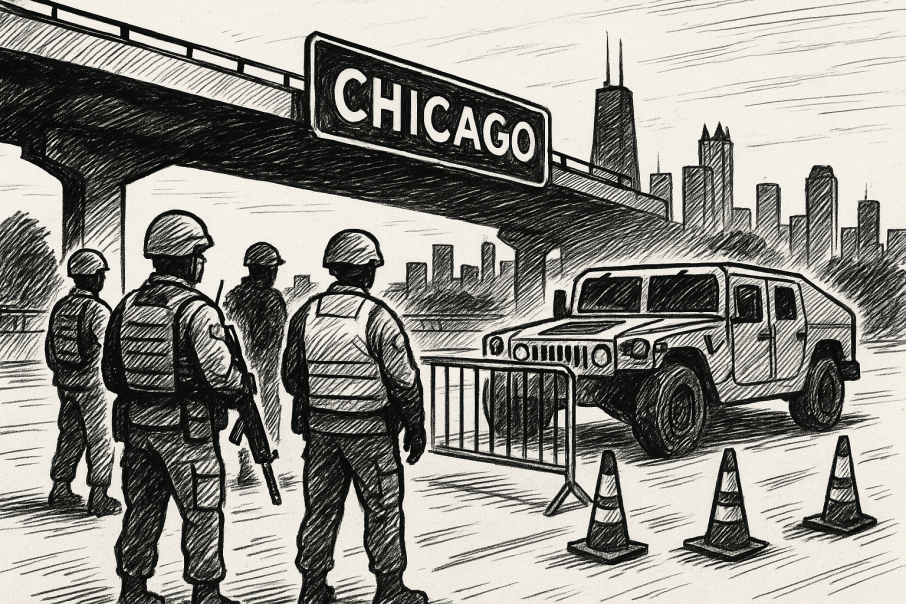 शिकागो प्रवेशद्वारमा टेक्सासको सशस्त्र फौज